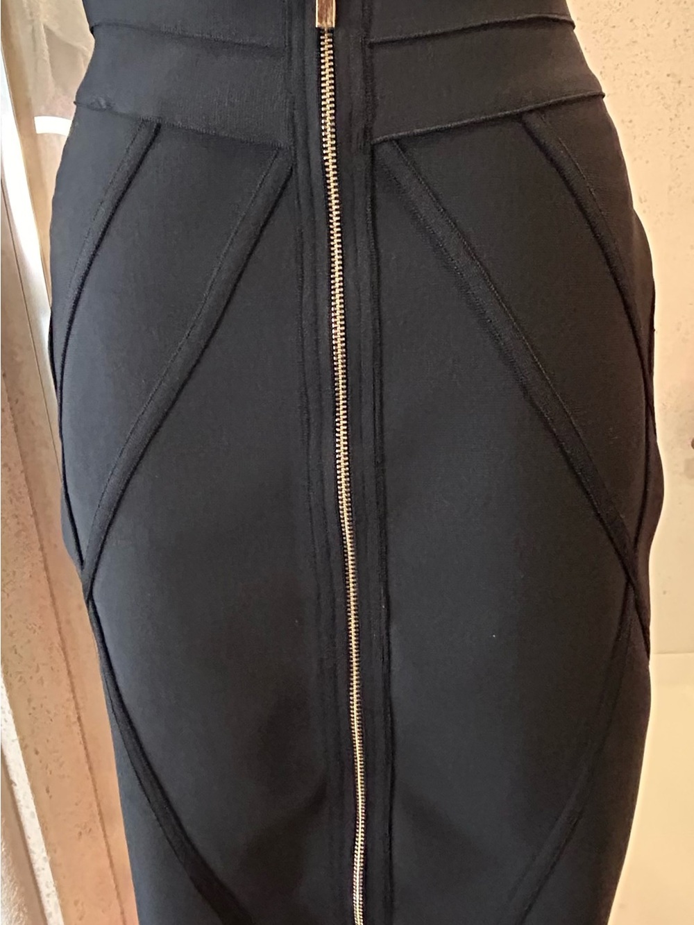 Paradox Black Structured Zip Pencil Skirt